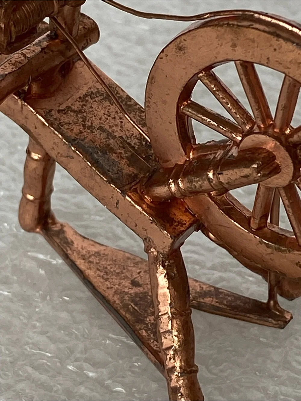 Vintage Dollhouse Miniature Die-Cast Metal Spinning Wheel